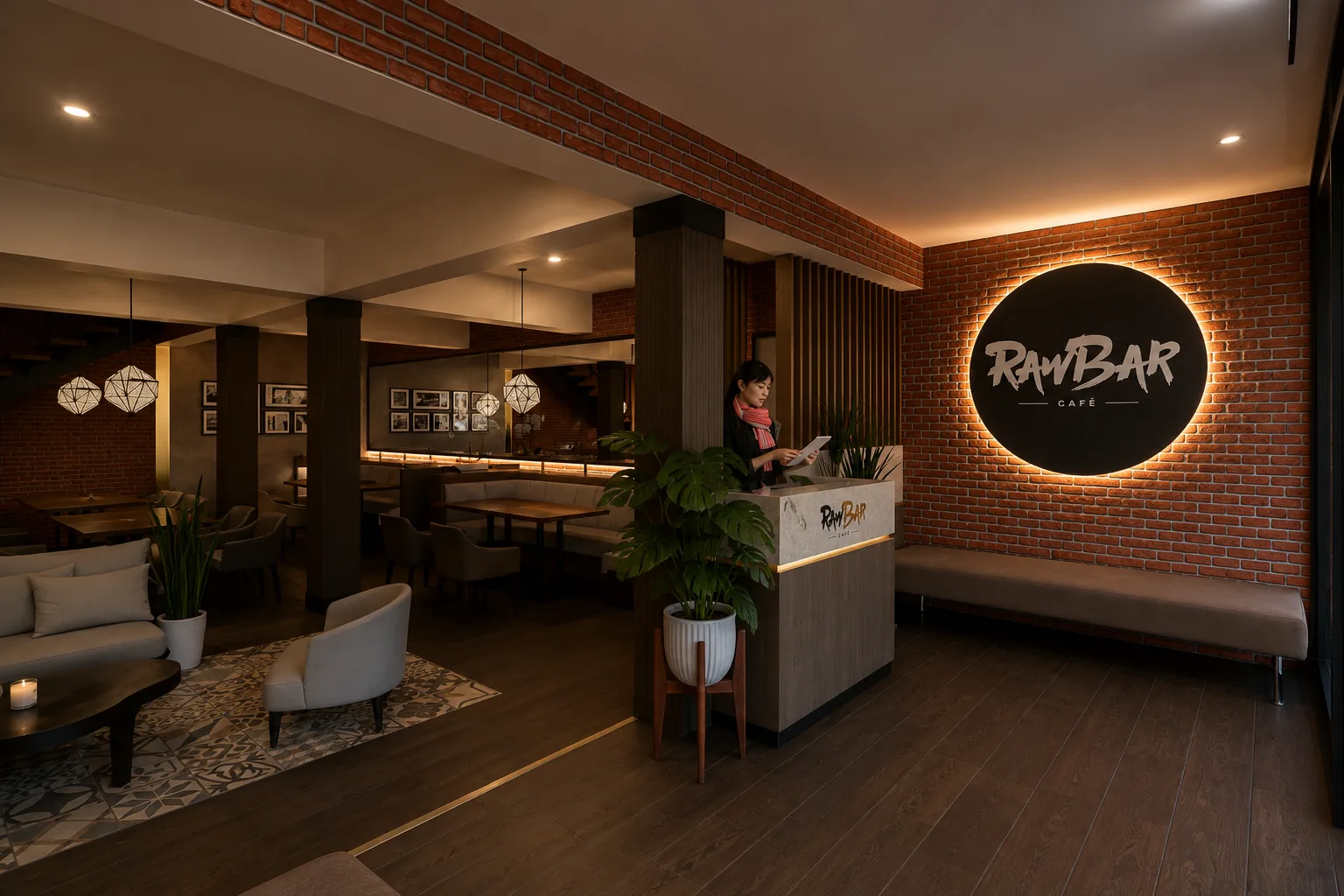 3D visualization of the RawBar Punta Cana hospitality interior