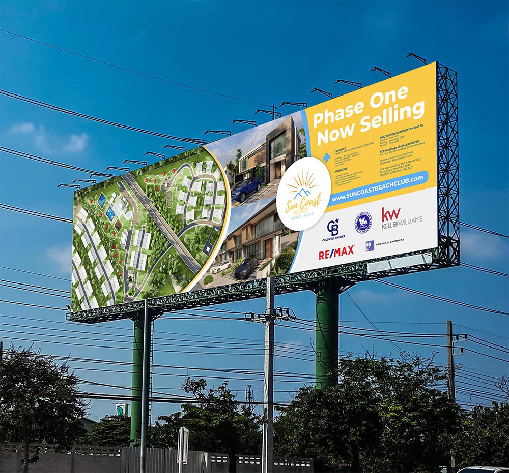 Sun Coast Beach Club real estate billboard design