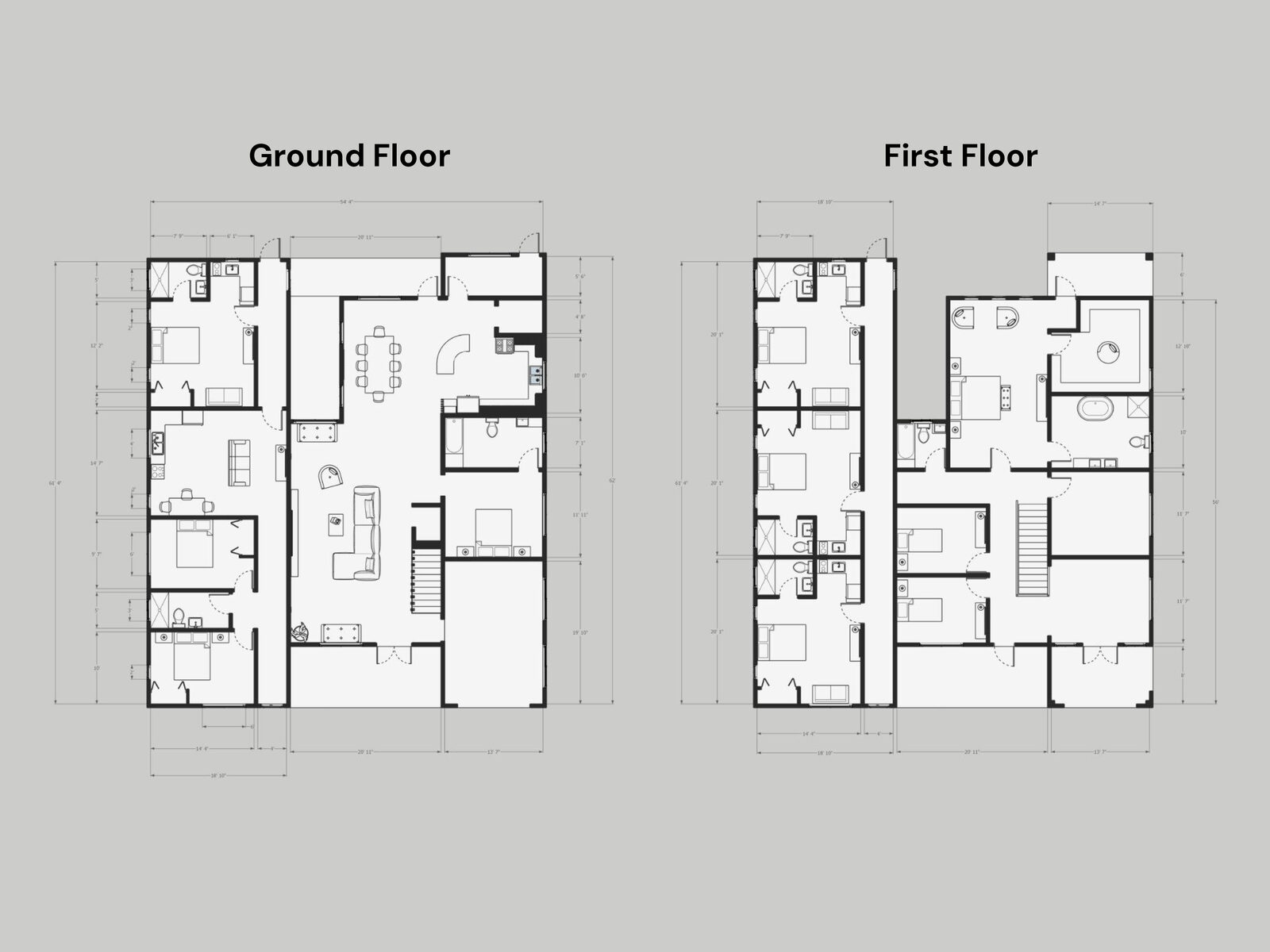 Ground floor and first floor plans