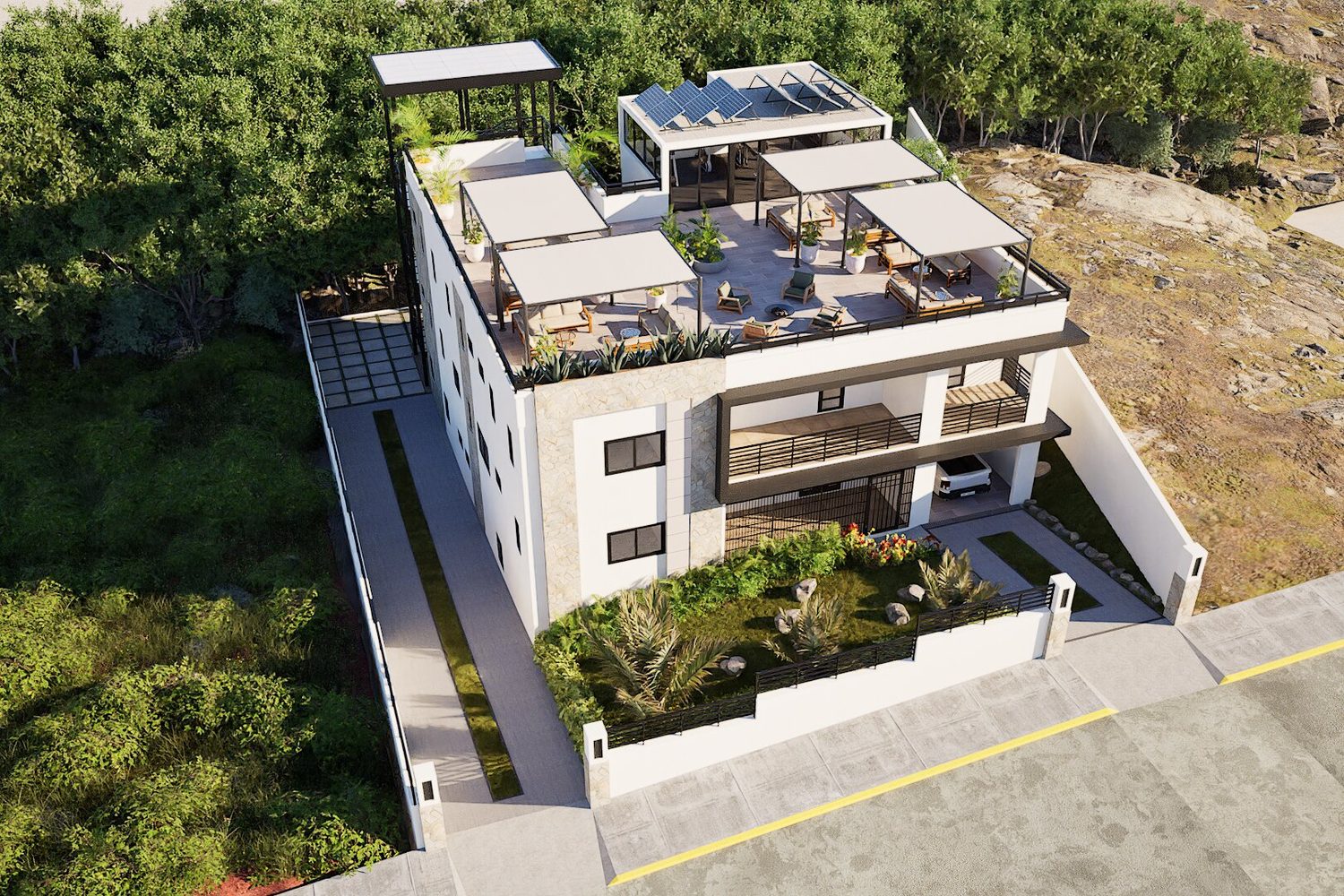 Aerial architectural visualization of Lot 18 Mount Boon