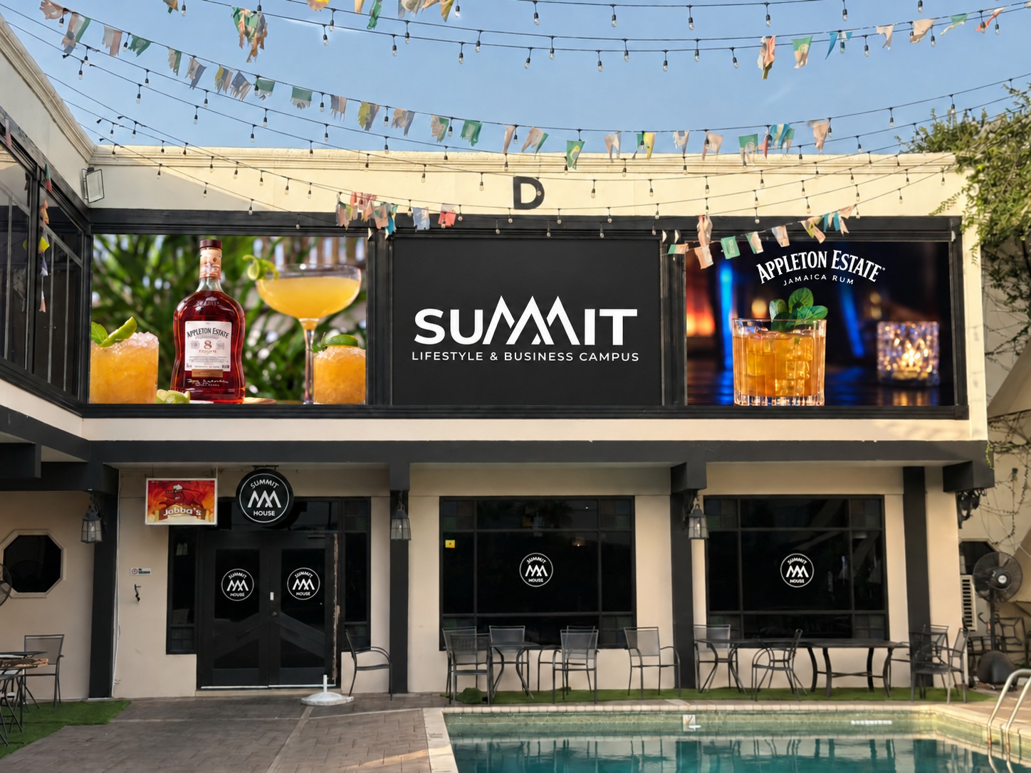 Pool-facing Summit Appleton Estate window graphics